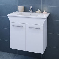 PVC Шкаф с мивка за баня 65.5 х 43 х 57.5см окачен, Линеа 65