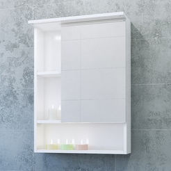 PVC Cabinet with bathroom mirror 52.5 x 15.5 x 73 cm LED lighting, Laura 60