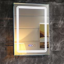 Огледало за баня Touch Screen 50 х 70 см, LED осветление и часовник