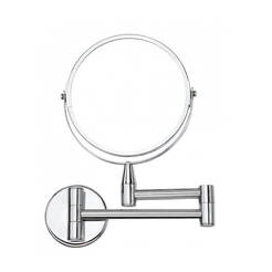 Wall cosmetic mirror ф17 cm on both sides, with magnifying glass and movable arm