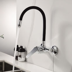 Wall mounted Linni basin mixer with black winch