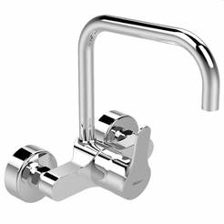 Wall-mounted mixer for kitchen sink Seva Next with rotating spout