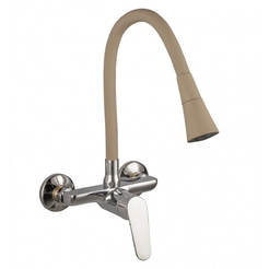 Havanna wall-mounted kitchen faucet, silicone winch, beige