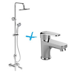 Seva L bathroom set - shower system and standing basin mixer B0975AA+B0966AA