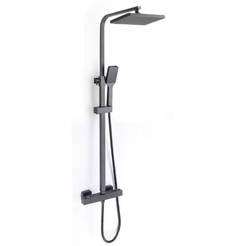 Shower system Solange with mixer with thermostat black matt