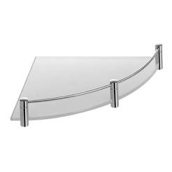 Single corner shelf for bathroom with board 20 x 20 cm, 6 mm transparent