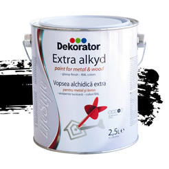 Extra alkyd paint for metal and wood Resin black RAL9005, 2.5 l