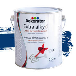 Extra alkyd paint for metal and wood Traffic blue RAL5017, 2.5 l