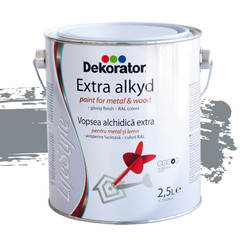 Extra alkyd paint for metal and wood Light gray RAL7046, 2.5 l