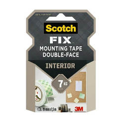 Double-sided adhesive tape strong 19mm x 1.5m for internal installation white 2kg/30cm SCOTCH