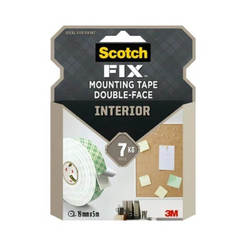 Double sided adhesive tape strong 19mm x 5m for internal installation white 2kg/30cm SCOTCH