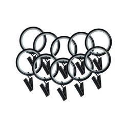 Rings with plastic hooks for cornice Timber 10 pieces, black matt