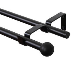 Metal curtain rod double black matte 1.60m tip ball Base