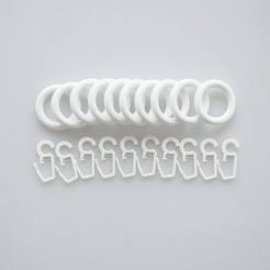 Кольца пластиковые с крючками для карнизов Ф23мм, 10 шт.