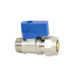 Mini ball valve with adapter - 1/2" M, F 16 x 2 mm