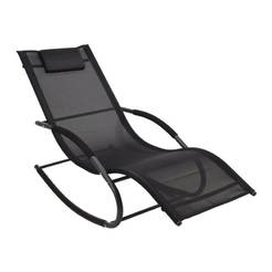 Люлеещ стол с възглавница - метал и текстилен, черен