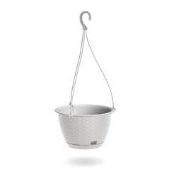Hanging pot Ratolla Round ф22 х 14см 3.5л artificial rattan white
