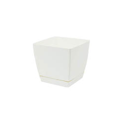 Пластмасова квадратна саксия с подложка 0.5л, 10 х 10см, бяла COUBI