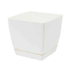 Plastic square pot with 3.8 l base, 18 x 18 cm, white COUBI