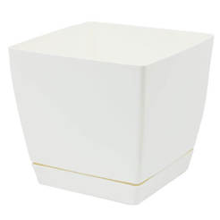 Plastic square pot with base 8.0 l, 24 x 24 cm, white COUBI