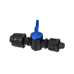 Water connection for tape hose for drip irrigation φ16mm, with tap and seal 1pc.