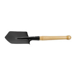 Small sapper-type shovel, wooden handle