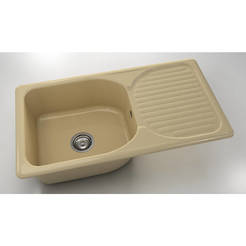 Kitchen sink with left / right top 90 x 49 cm, polymer marble, cappuccino granite