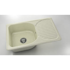 Kitchen sink with left / right top 80 x 49 cm, border stone Silver Stone