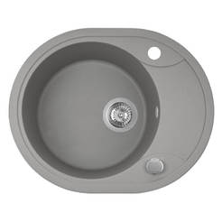 Polymer granite sink with automatic siphon, gray 47 x 58 x 19 cm, 16334