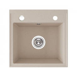 Polymer granite sink with automatic siphon, beige 44 x 44 x 17 cm, 16044