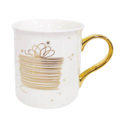 Porcelain cup for hot drinks golden handle Golden Christmas 250 ml