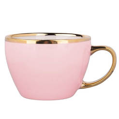 Чаша за топли напитки 300мл, порцелан Aurora gold розова