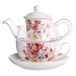 Tea set - porcelain cup with teapot Scarlet decor A