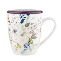 Porcelain tea cup with filter and lid 300ml Inez