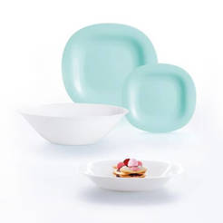 Dining set P7627 - 19 pieces, turquoise / white