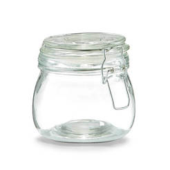 Glass storage jar 500ml, with clip