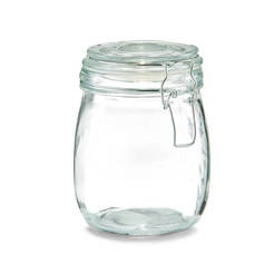 Glass storage jar 750ml, with clip