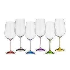 Set of wine glasses Crystalex Rainbow 550ml, 6 pieces