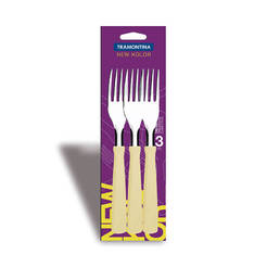 Picnic forks set 3 pcs. 18.5cm steel / plastic handle beige New Kolor
