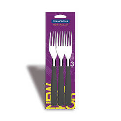 Picnic forks set 3 pcs. 18.5cm steel / plastic handle black New Kolor