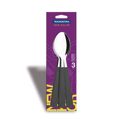 Set of picnic spoons 3 pcs. 18.5cm stainless steel / black plastic handle New Kolor