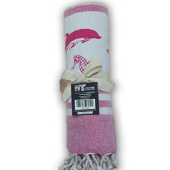 Linen beach towel 100 x 180 cm, pink color