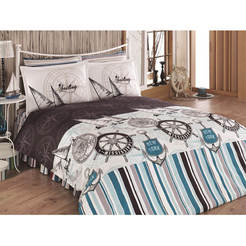 Bedding set 3 pieces single Ranfors print Ariya blue