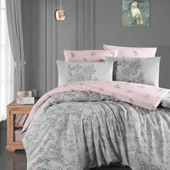 Bedding set 3 pieces Ranfors print Paradise gray