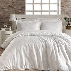 Sleeping set 4 pieces 100% cotton satin Carmina white