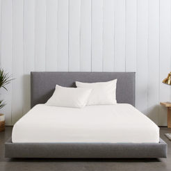 Sheet with elastic for mattress 160 x 200 cm polycotton, ecru