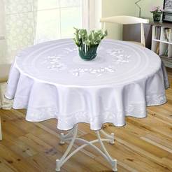 Tablecloth Ф160 cm, 100% polyester, Jacqueline jacquard OLIVE white