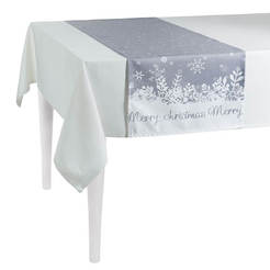 Christmas tablecloth type Runner 40 x 140 cm snowflakes Merry Christmas gray