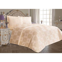 Luxury bedroom set - blanket 220 x 230 cm with 2 covers 50 x 70 cm beige