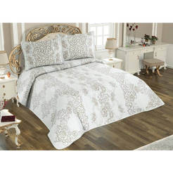 Luxury bedroom set - blanket 240 x 260 cm with 2 covers 50 x 70 cm FIORE beige